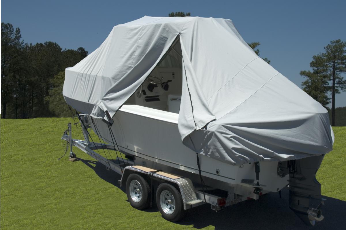 Boat Cover on Walk Around Cuddy with Hard Top 