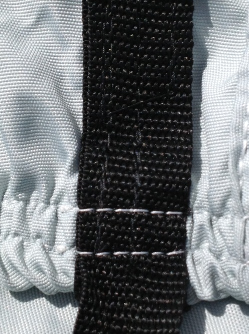 Double stitched polypropylene webbing with attached buckle and strap