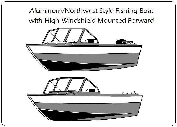 Aluminum/Northwest Style Fishing Boat with High Windshield Mounted Forward