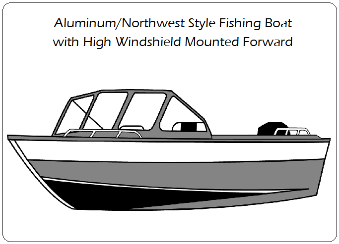 Aluminum/Northwest Style Fishing Boat with High Windshield Mounted Forward