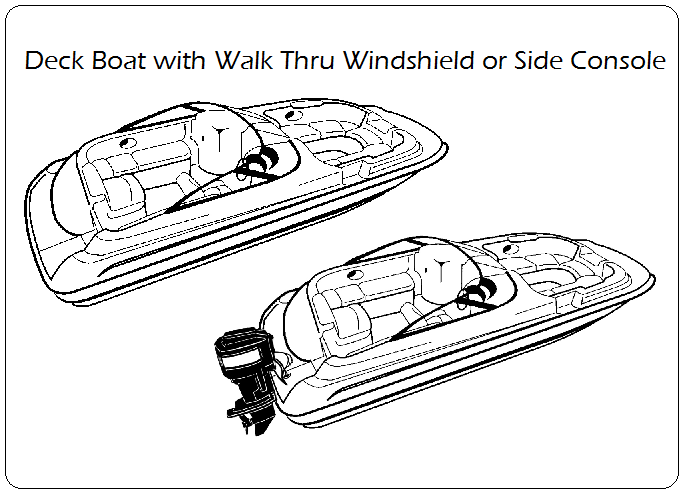 Deck Boat with Walk Thru Windshield or Side Console