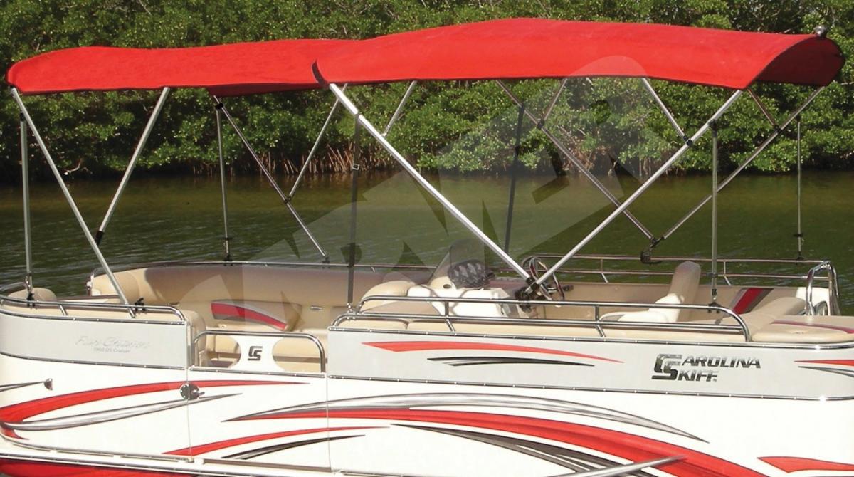 Carver Dual Pontoon Bimini Top on Carolina Skiff Fun Chaser