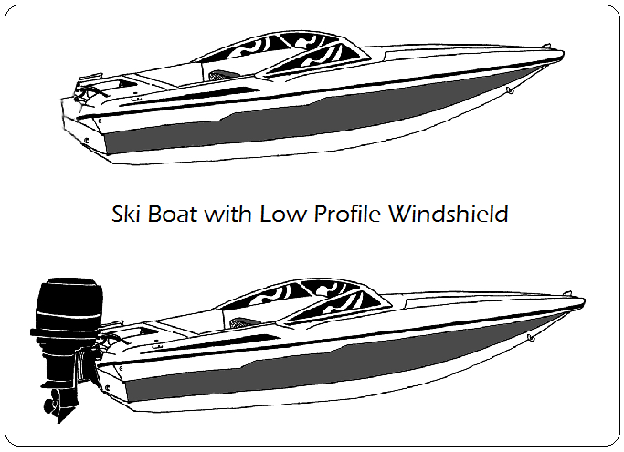 Ski Boat with Low Profile Windshield 