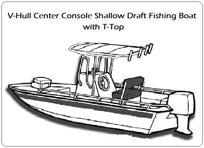 V-hull Center Console Fishing Boat with T-Top