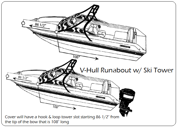 V-Hull Runabout Boat with Ski Tower